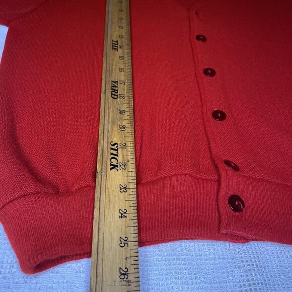 JCPenney V-Neck Cardigan Sweater 100% Acrylic Red Dad Grandpa Vintage Men's Sz L - Picture 5 of 7